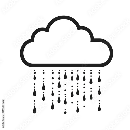 Minimalist rain cloud icon in tech-inspired line design with elegant drops
