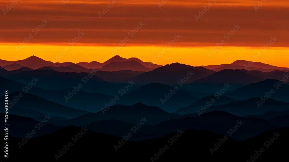 Majestic sunset over layered mountain ranges with vibrant colors Majestic sunset over layered mountain ranges with vibrant colors