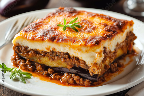 Wallpaper Mural Moussaka – Traditional Baked Eggplant Casserole with Ground Meat and Béchamel Sauce Torontodigital.ca