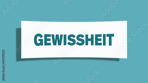 Gewissheit (certainty) - A card isolated on light green background.