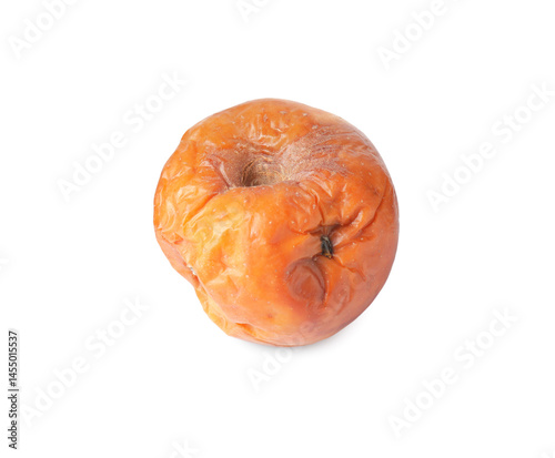 One whole rotten apple isolated on white