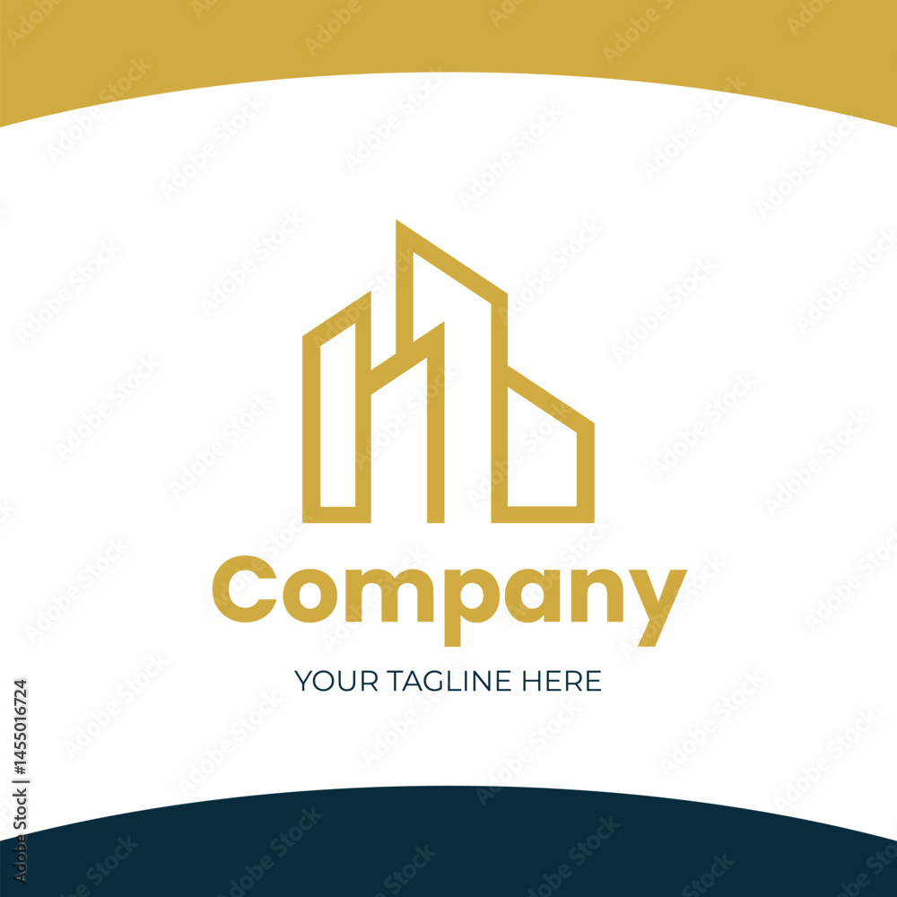 Logotipo con formas de edificio. Logo de inmobiliaria o constructura