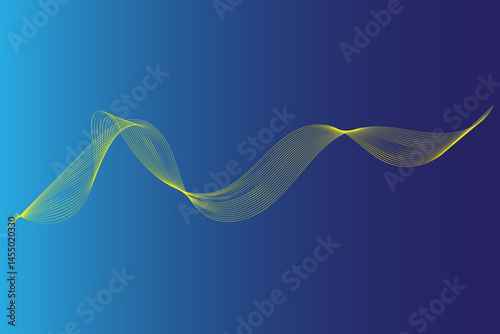 Abstract glowing wave lines on dark blue background