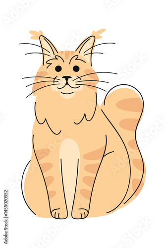 Maine-Coon cat hand drawn doodle