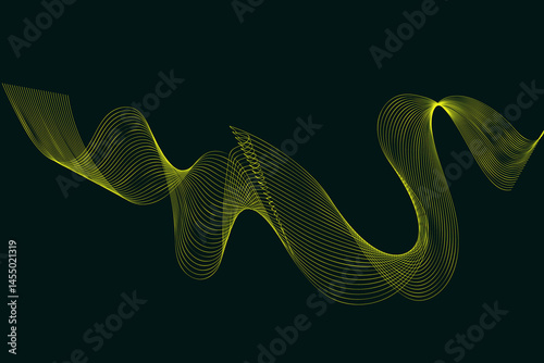 Abstract backdrop with golden waves on dark background