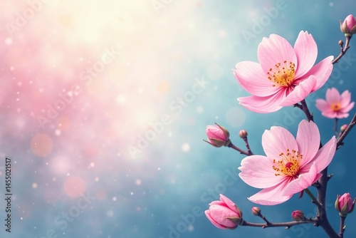 Subtle watercolor-style blossoms, soft color palette , blossom, romantic, muted