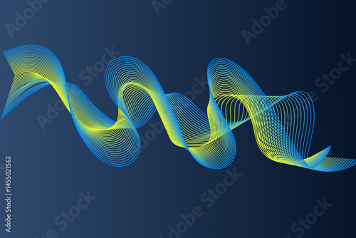 Abstract yellow and blue lines on a black background