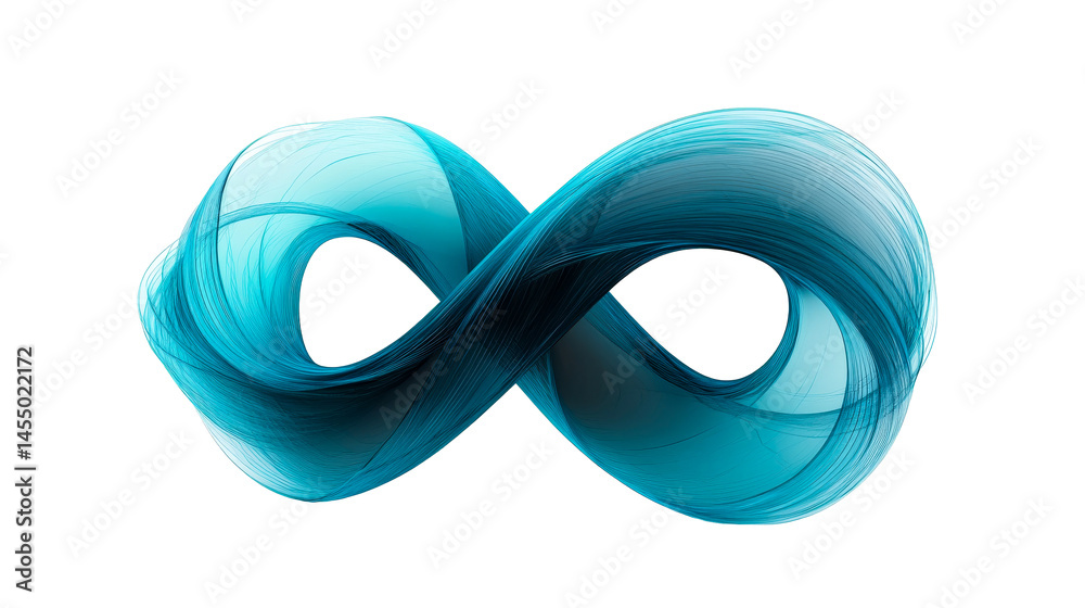 Fototapeta premium Aqua Infinity Symbol on Black, Flowing Lines, Shape, Form, «, cut out transparent