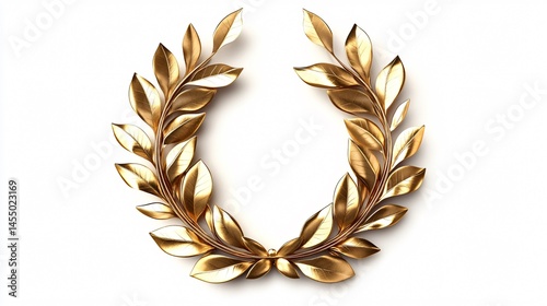 Elegant Golden Laurel Wreath on White Background for Awards and Achievements