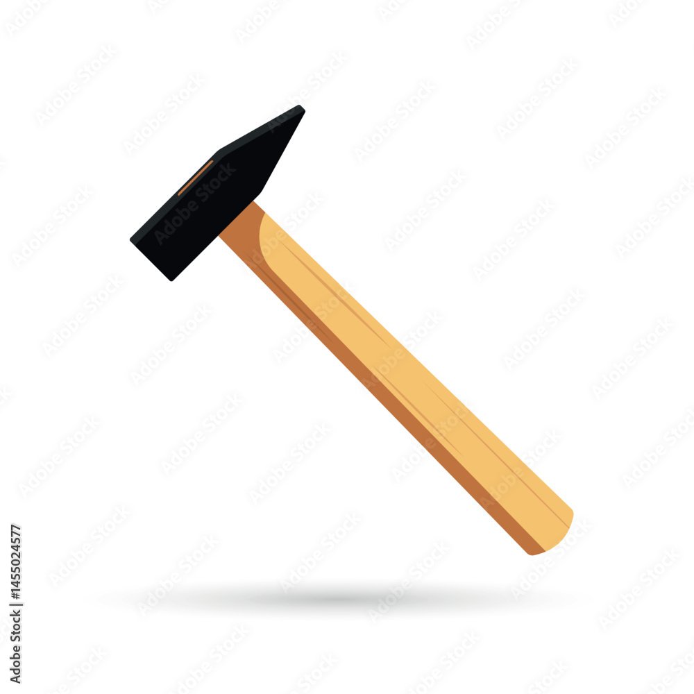 Construction hammer with wooden handle. Vector illustration isolated on white background. Ideal for repair, carpentry, or building tools design. Construction hammer with wooden handle. Vector illustration isolated on white background. Ideal for repair, carpentry, or building tools design.