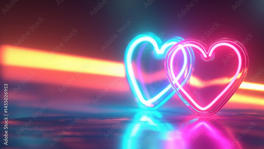 Floating 3D hearts in soft glowing light. Valentine's Day celebration scene. Floating 3D hearts in soft glowing light. Valentine's Day celebration scene.