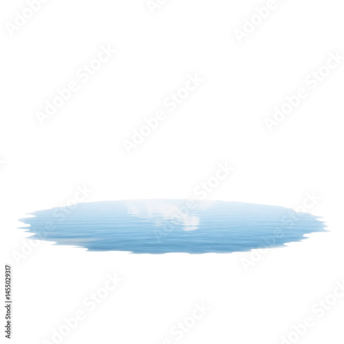 Puddle with Sky Reflection on White Background. clipart isolated on transparent background. png