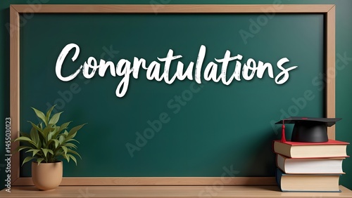 University-Style Congratulations Banner with a Blackboard and Open Space for Text