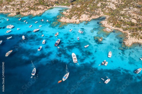 Aerial view of luxury yacht...