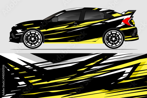 Stylish race car design with dynamic graphics and colors