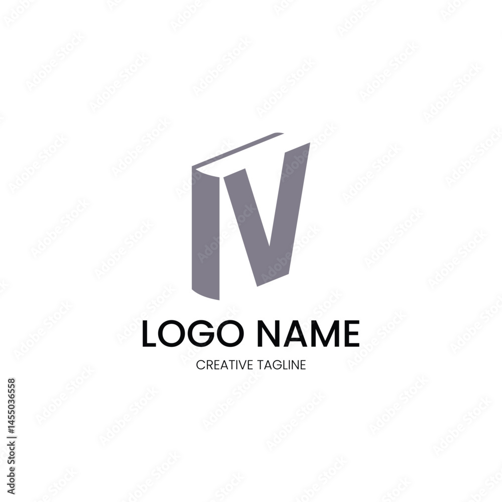 logo with a combination of books with the letter V logo with a combination of books with the letter V