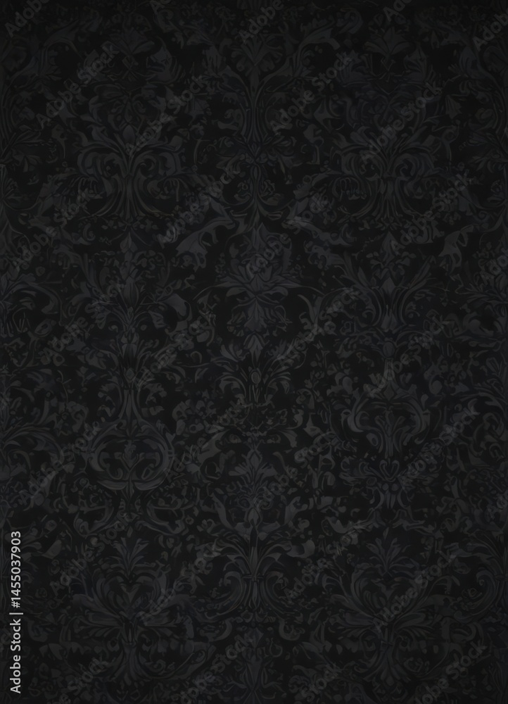 Intricate black gothic damask, shadowy details, repeat, seamless, sophisticated Intricate black gothic damask, shadowy details, repeat, seamless, sophisticated