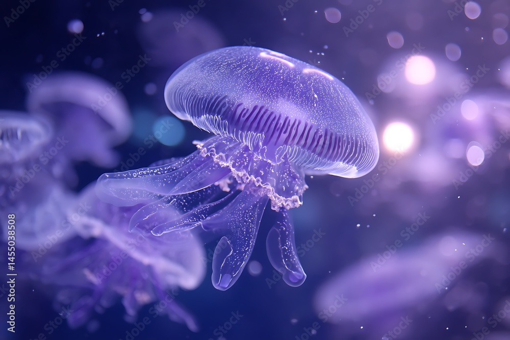 Obraz premium Aurelia jellyfish in aquarium with gentle drift 