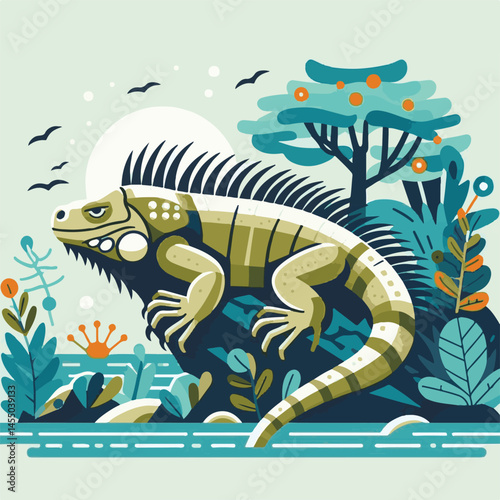 animal, reptile, wildlife, nature, wild, iguana, lizard, green, tropical, fauna, dragon, reptilian, background, isolated, exotic, closeup, colorful, zoo, reptiles, portrait, illustration, animals, car