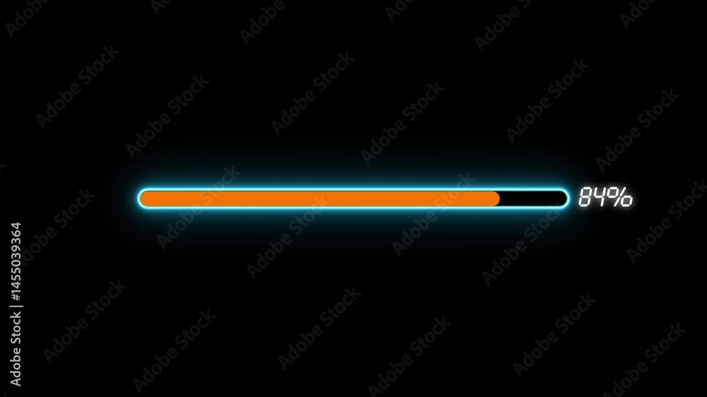 100% animation Loading Circle Ring with text. 100 percent progress loop Animation 4k video.