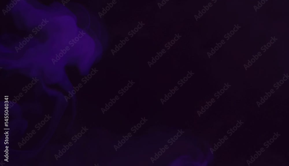 Thick vibrant purple smoke fills the screen then swirls against darkness abstract animation