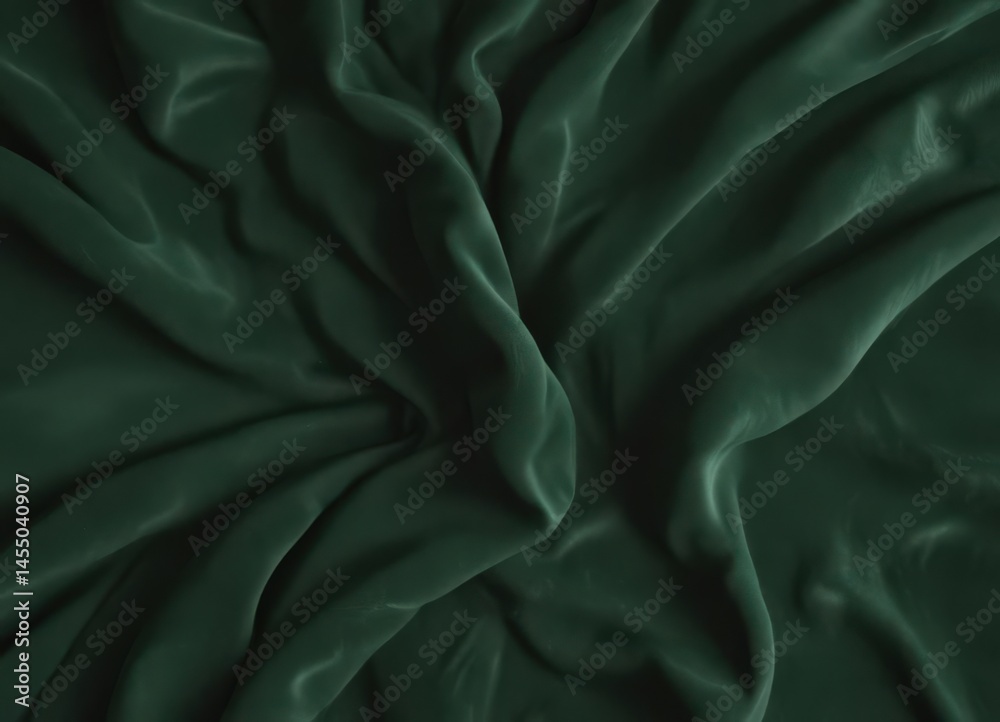 Obraz premium Deep green velvet, rich texture, dimensional surface, plush, green, folds