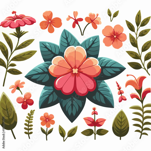 green, flower, impatiens, blossom, garden, nature, floral, bloom, colorful, leaf, plant, summer, flora, blooming, beautiful, gardening, botanical, beauty, botany, pink, spring, bright, color, fresh, r