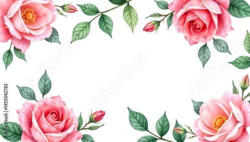 Delicate watercolor roses & leaves, repeat seamlessly , flower, botanical pattern