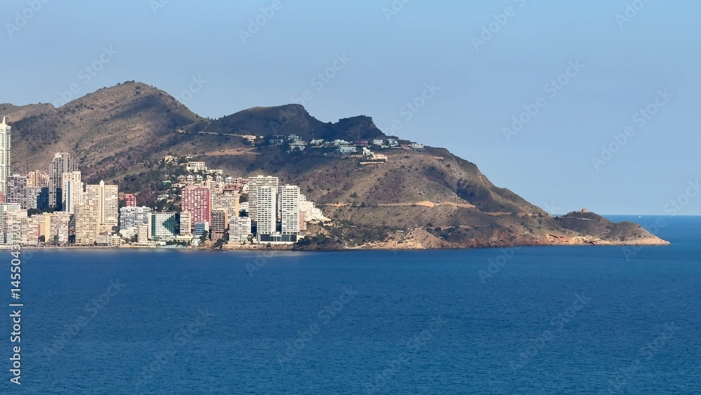Fototapeta premium Experience breathtaking coastal views of Benidorm with its stunning skyscrapers and mountains
