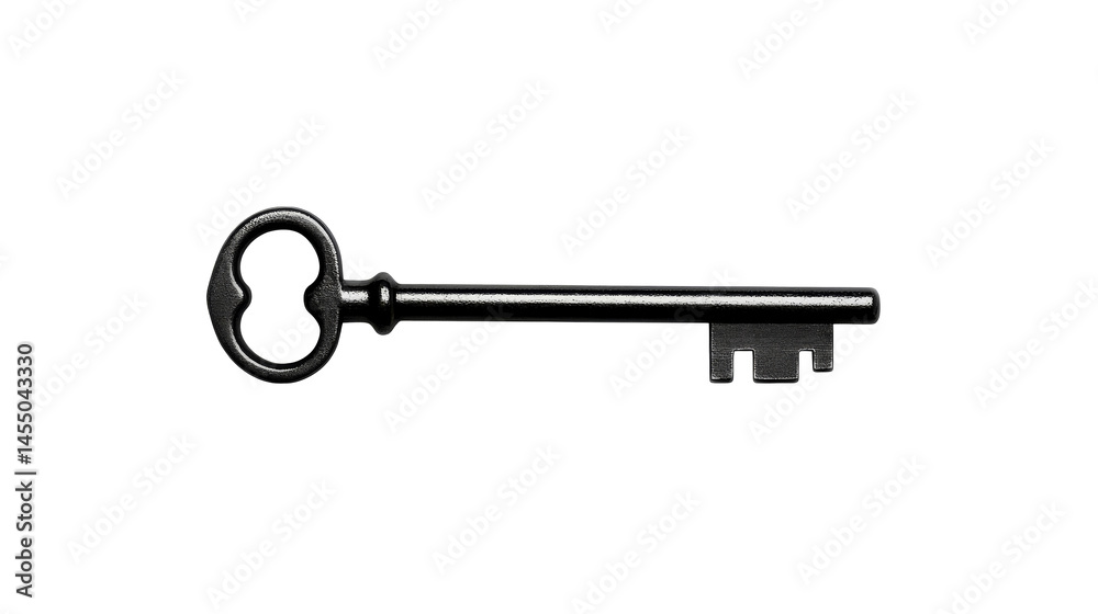 Isolated classic key on dark background, metallic object, cut out transparent Isolated classic key on dark background, metallic object, cut out transparent