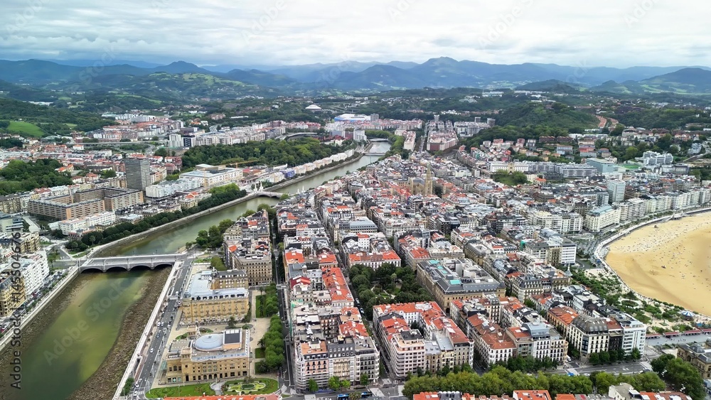 Obraz premium Aerial View of San Sebastins Stunning Coastline