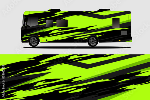 Vibrant Green and Black RV Design with Abstract Patterns