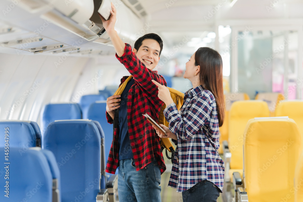 Couple Traveling by Airplane