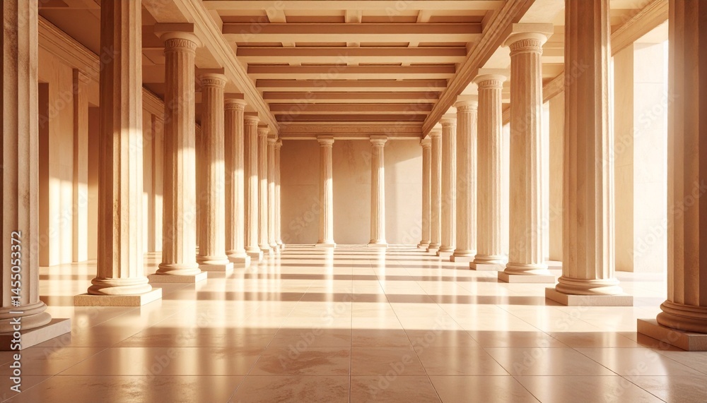 greek architecture with columns, interior space