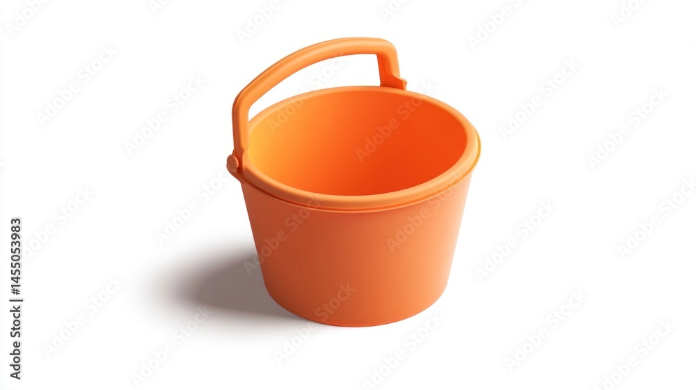 Orange plastic bucket, isolated, white background, play Orange plastic bucket, isolated, white background, play