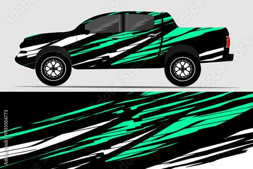 Stylish pickup truck graphic design with dynamic stripes