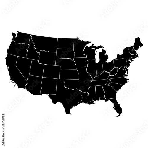 US area map, location area, area silhouette