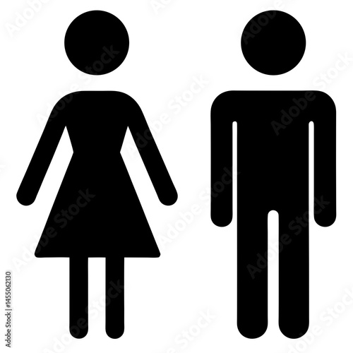male and female washroom gesture silhouette, restroom male and female.