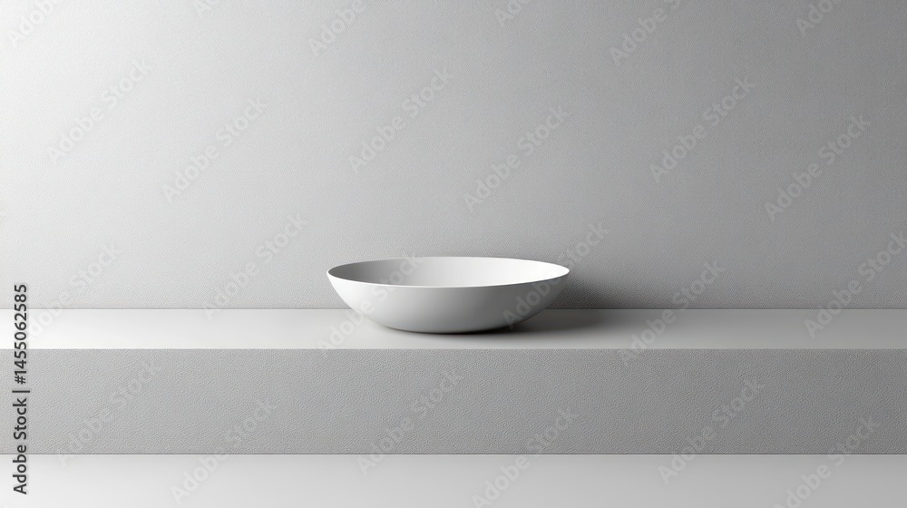 Minimalist White Bowl on a Shelf Against a Neutral Background for Modern Design and Decor Minimalist White Bowl on a Shelf Against a Neutral Background for Modern Design and Decor