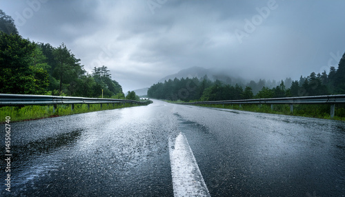wet asphalt road after rain