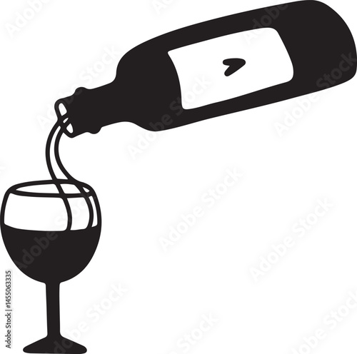 Wine logo. Line art. Ink sketch