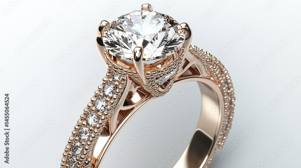Detailed view of the engagement ring glistening in natural light.