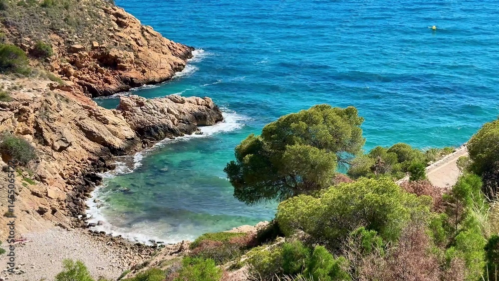 Fototapeta premium Experience Stunning Coastal Views with Sparkling Blue Waters, Perfect for Relaxation and Adventure