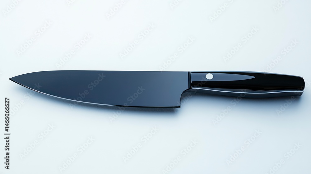 Modern Black Kitchen Knife with Sleek Design on a Clean Background Ideal for Culinary and Cook Modern Black Kitchen Knife with Sleek Design on a Clean Background Ideal for Culinary and Cook