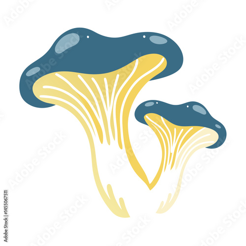 Black Trumpet Mushroom Line Art Illustration