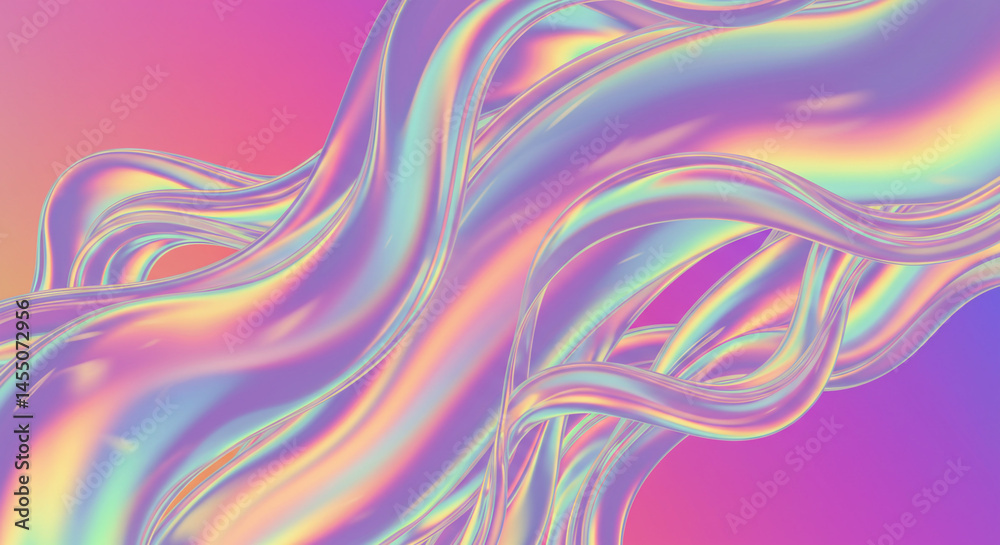 Iridescent flowing lines on a vibrant gradient background creating a modern abstract design Iridescent flowing lines on a vibrant gradient background creating a modern abstract design