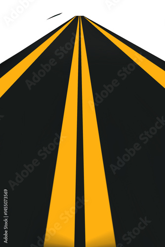 yellow lines on asphalt road without background