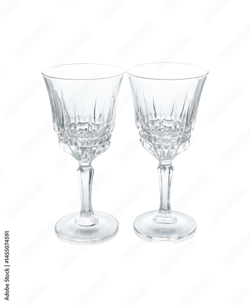 Obraz premium Two empty clean glasses isolated on white
