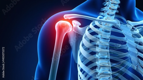 This representation visualizes a human shoulder joint with highlighted inflammation, indicating a focus on joint health or an orthopedic issue


