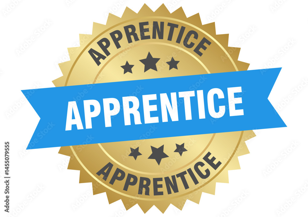 apprentice. apprentice round blue and gold label isolated on transparent background apprentice. apprentice round blue and gold label isolated on transparent background